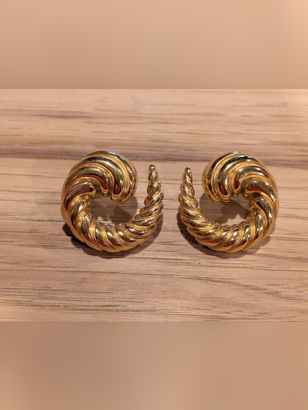 Gold Twisted Hoop Clip-On Earrings
